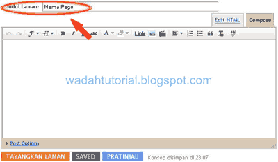 Cara Membuat Page di Blogspot