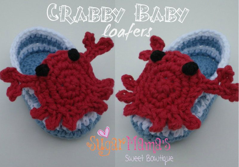 Crabby Baby Loafers Crochet Pattern by Amanda Moutos Designs