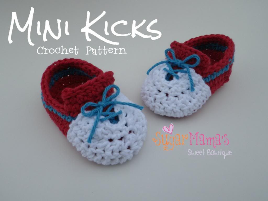Mini Kicks Baby Sneakers Crochet Pattern by Amanda Moutos Designs