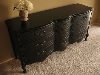 black dresser refinished with distressing
