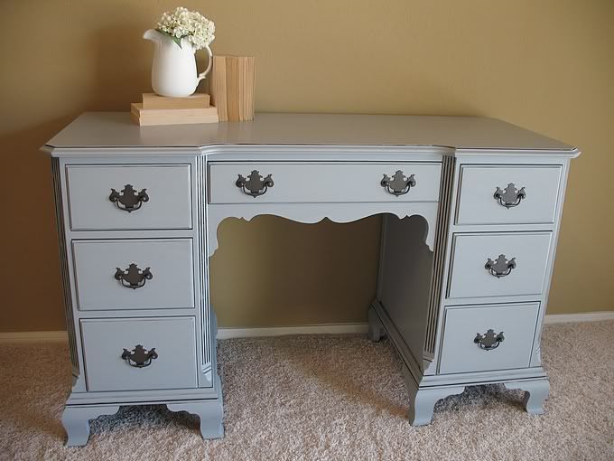 antique french gray blue desk