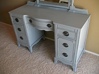 Antique Grey Vanity With Mirror