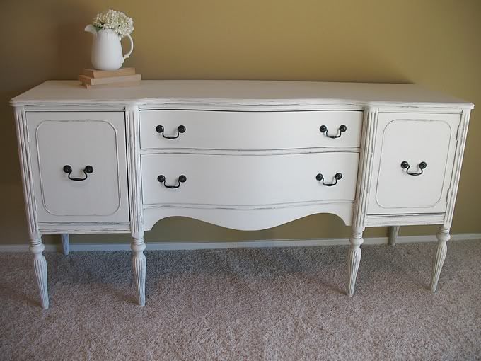 distressed white buffet