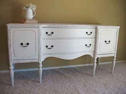 distressed white buffet