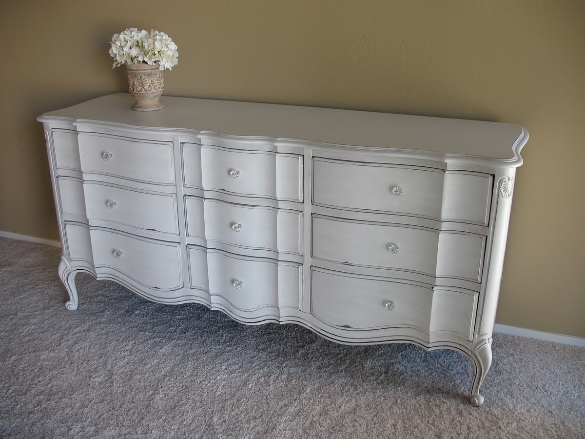 Dalloway Place Provincial Dresser Refinished In Creamy White