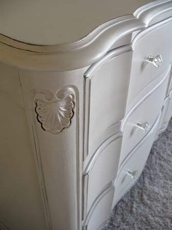 white dresser distressed and glazed with protective coat finish