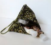 72 Hour AUCTION <br>Triangle Bag <br> Green & Brown Floral Print