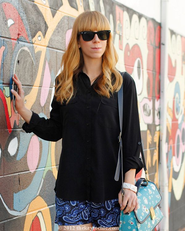 pajama trend, paisley shorts, Jason Wu for Target floral bag, southern California fashion blog