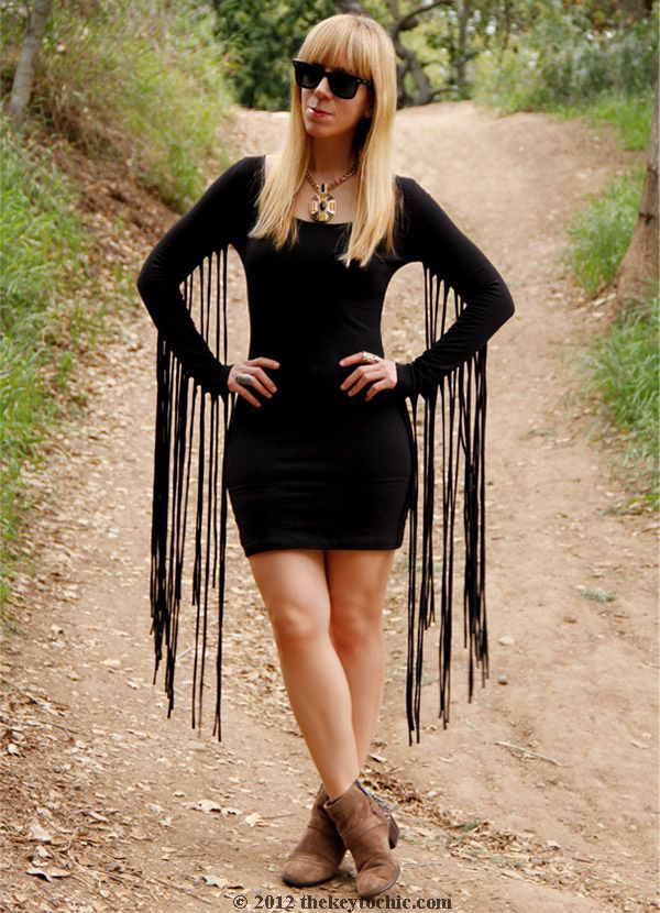 H&M Fashion Against Aids fringe dress, Sam Edelman Pax boots, California fashion blog