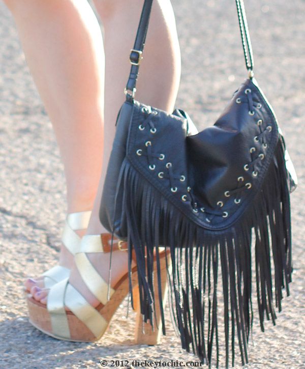 Nasty Gal black dress, leopard print floppy hat, fringe handbag, southern California style, Los Angeles fashion blogger