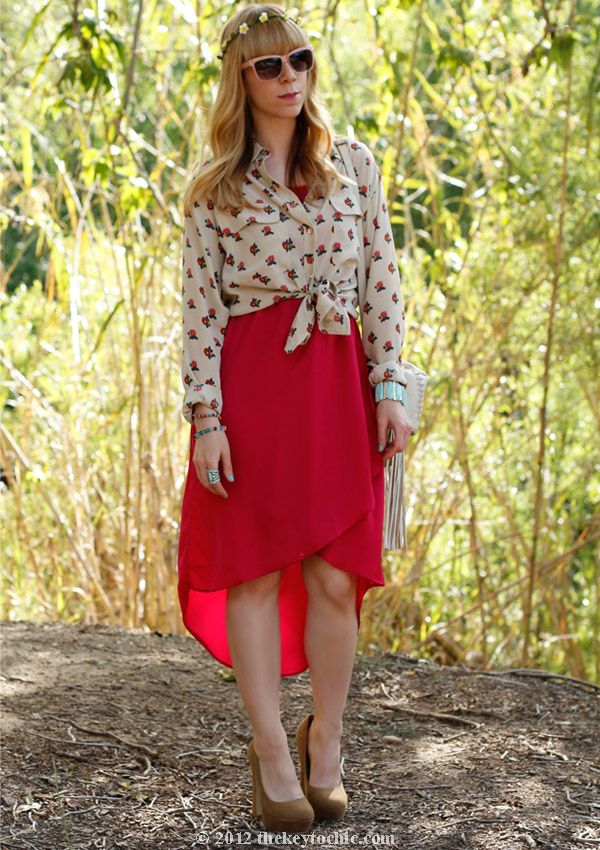 Equipment floral blouse, Gypsy Junkies high low dress, southern California fashion blog, Los Angeles street style