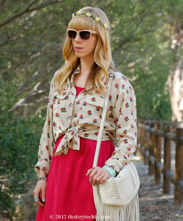 Equipment floral blouse, Gypsy Junkies high low dress, Mossimo fringe handbag, southern California fashion blog, Los Angeles street style