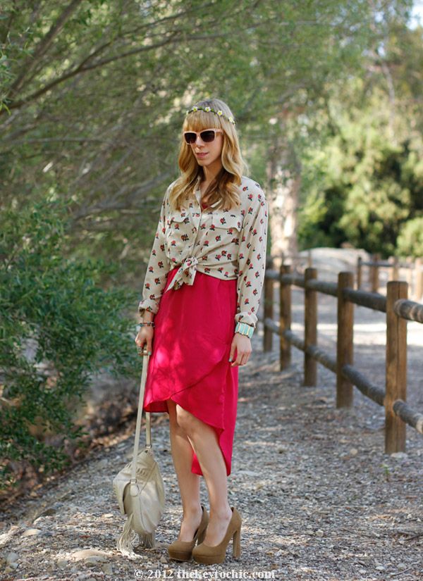 Equipment floral blouse, Gypsy Junkies high low dress, southern California fashion blog, Los Angeles street style