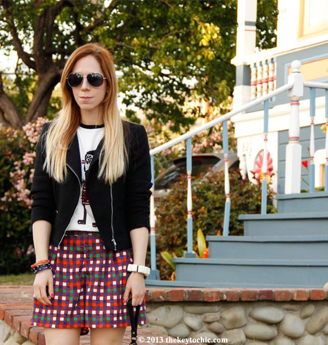 Duro Olowu for JCPenney plaid shorts, Marni at H&M T-shirt, Los Angeles fashion blog, H&M tweed blazer