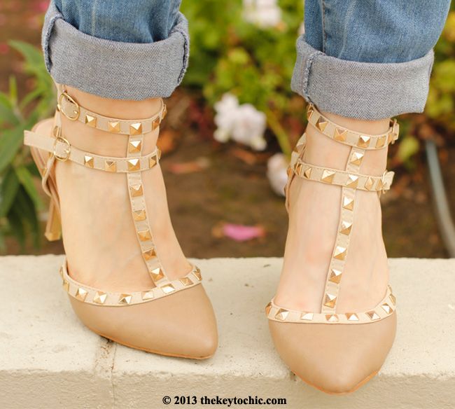 Boohoo Lexie studded kitten heels, Valentino RockStud heels look for less, Valentino Rockstud look alike heels