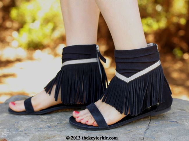 Koolaburra Zola black suede fringe sandals