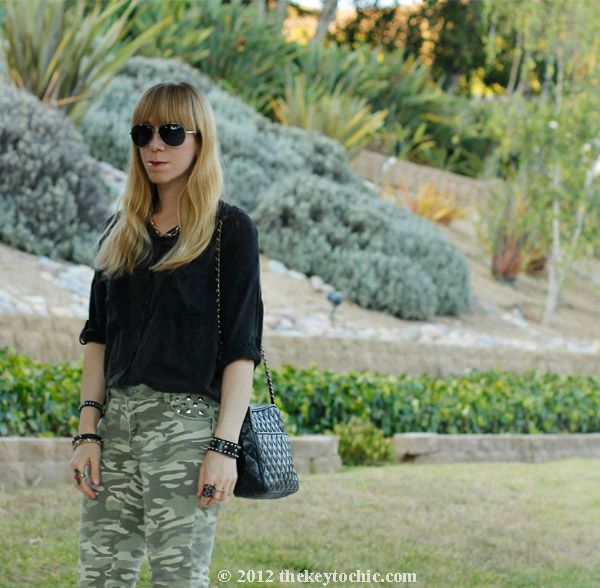 Brandy Melville blouse, Xhilaration camouflage jeans, Steve Madden Grettta heels, Los Angeles fashion blog