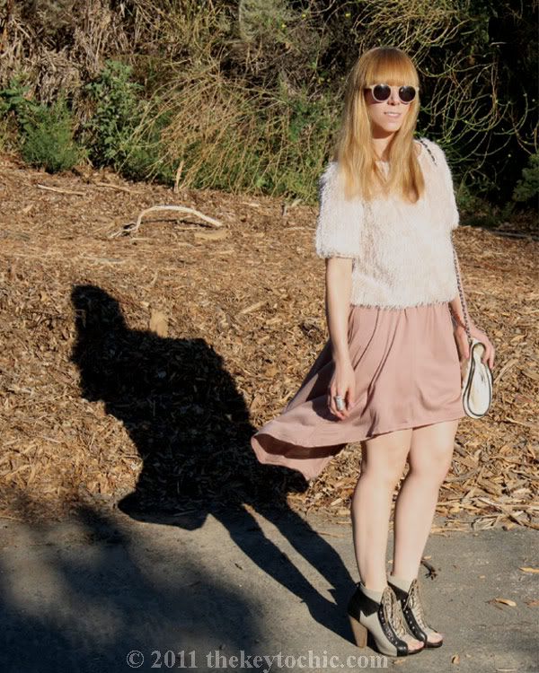 Forever 21 fuzzy sweater, high-low hem fishtail skirt, Topshop Armour boots, southern California fashion blog, Los Angeles fashion blog
