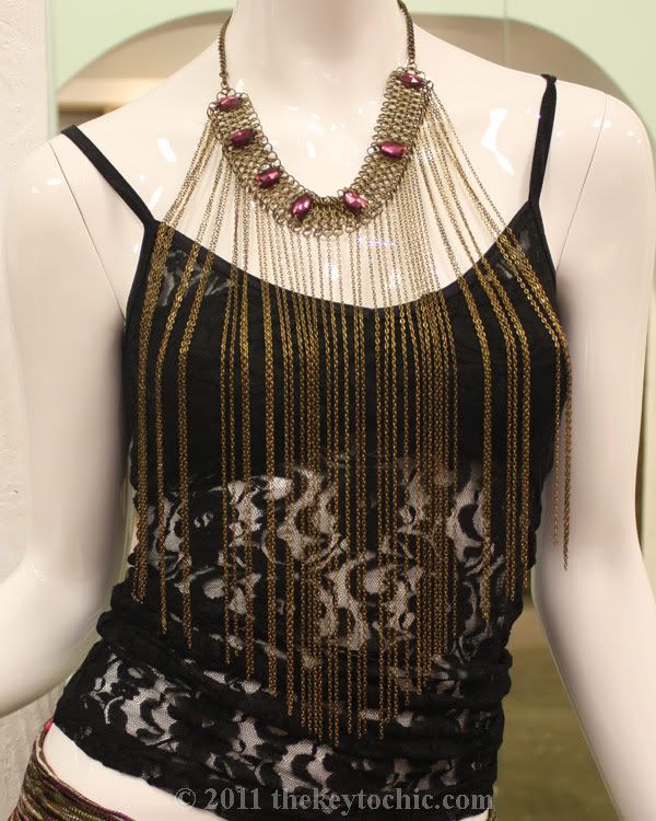 Beach Bunny Swimwear Malibu, chain fringe necklace, lace tank top