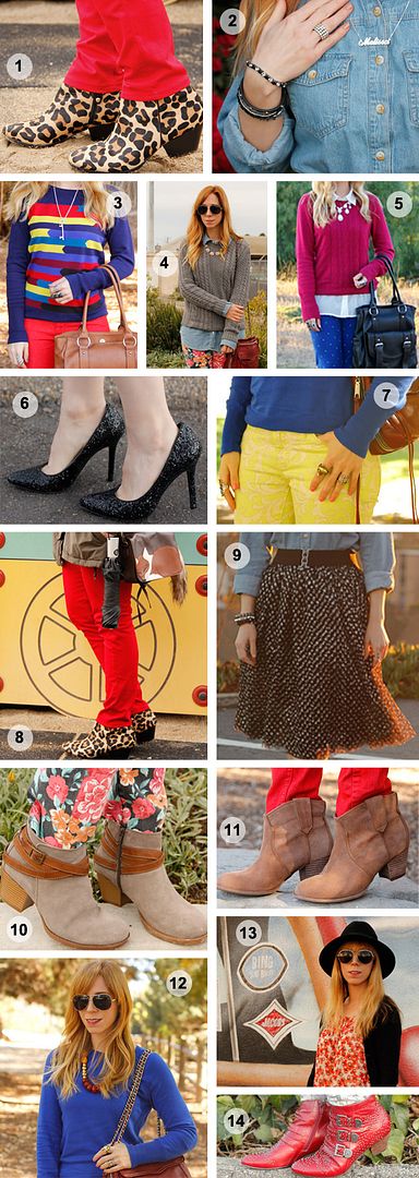 Rag & Bone red skinny jeans, Topshop leopard ankle boots, mynamenecklace, Mossimo floral jeans, sparkly tulle skirt, Rebecca Minkoff Swing handbag, Mossimo Viveca glitter pumps, H&M fox handbag, Aldo Mandina boots, Jeffrey Campbell Starburst boots, LA fashion blog