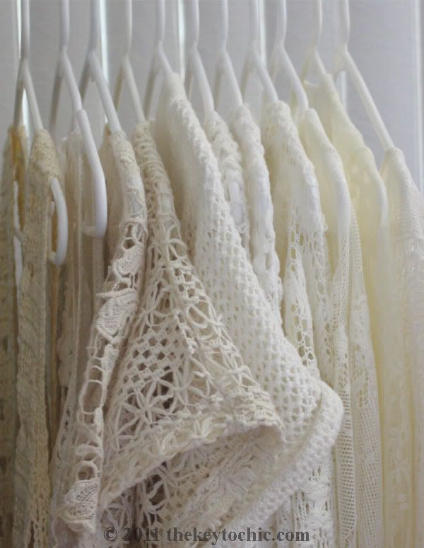 white and ivory lace and crochet tops, ivory knit open weave sweaters