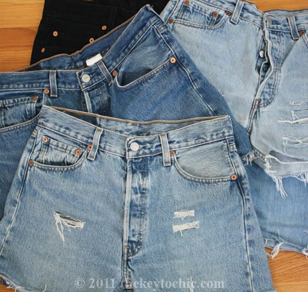 vintage Levi's 501 cutoffs, distressed denim shorts