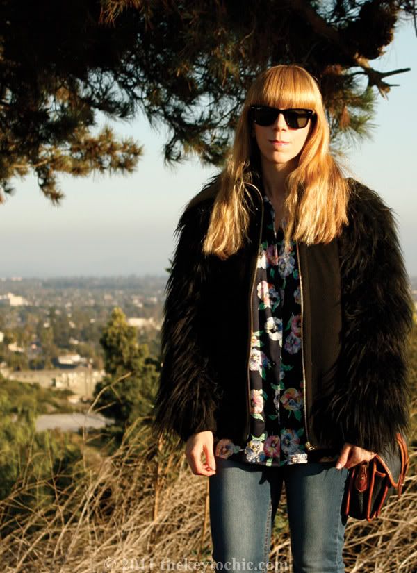 Zara faux fur jacket, gorilla sleeves, Mossimo Kacey boots, southern California fashion blog, Los Angeles fashion blogger