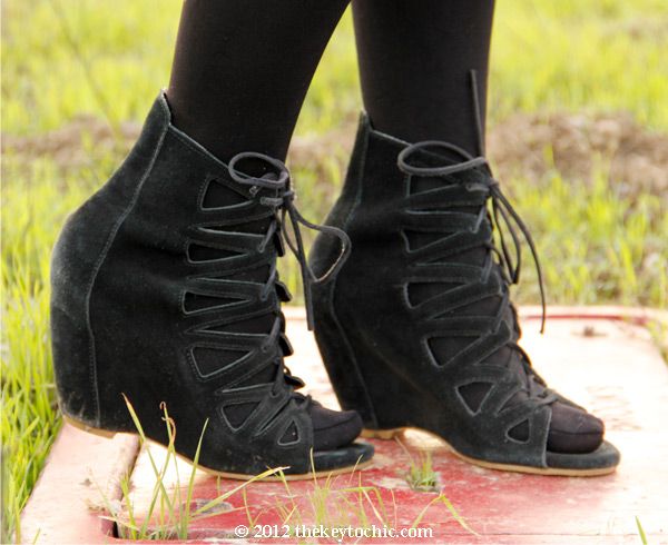 Aldo black suede Maune wedges, black strappy wedges