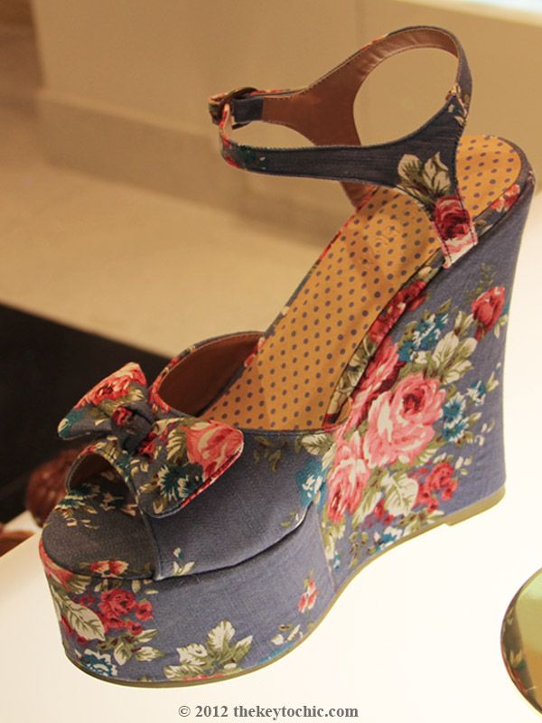 Forever 21 blue floral wedges