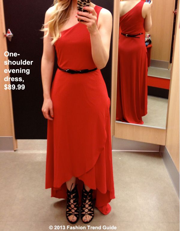 Kate Young for Target red one shoulder high low evening dress gown