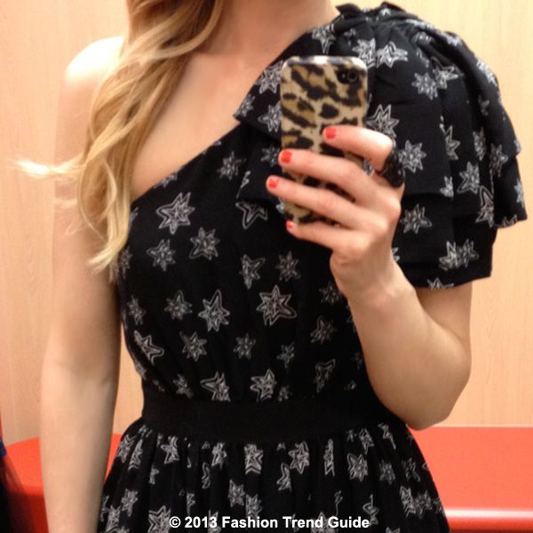 Kate Young for Target star print one shoulder evening dress