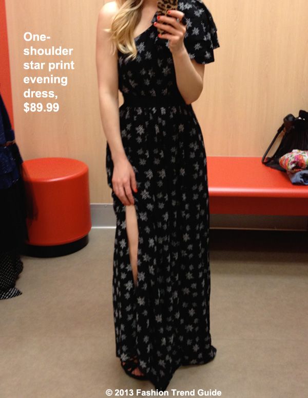 Kate Young for Target star print one shoulder evening dress