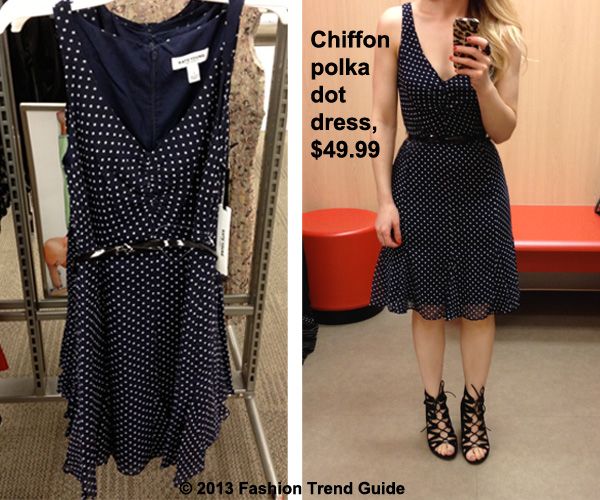 Kate Young for Target navy chiffon polka dot dress
