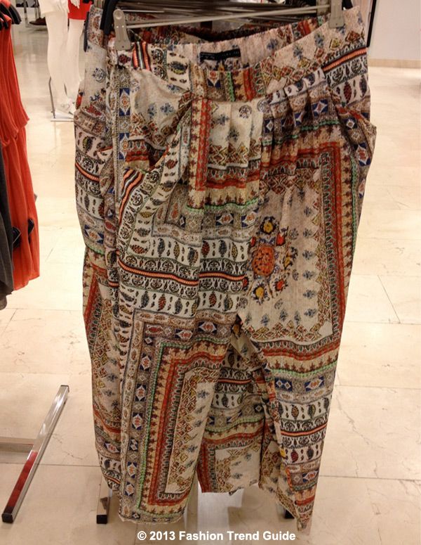 spring 2013 Paris fashion trends, Zara printed harem pants