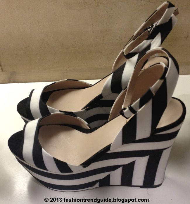 Zara black and white striped fabric wedges