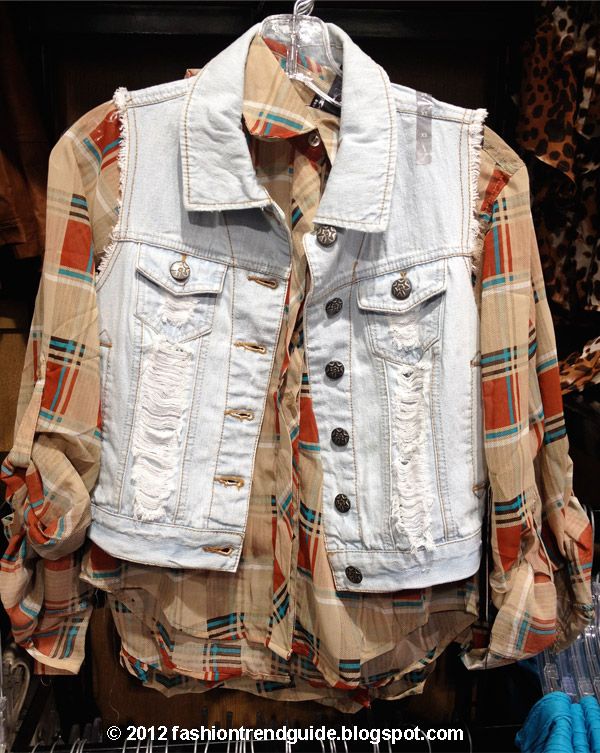Wet Seal plaid shirt with denim vest