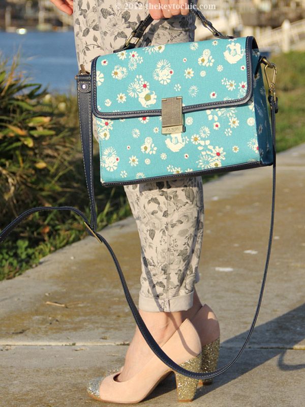 Jason Wu for Target floral flap handbag, J Brand floral jeans in sugar cane, Topshop Jamaica glitter pumps, southern California street style, Los Angeles fashion blogger