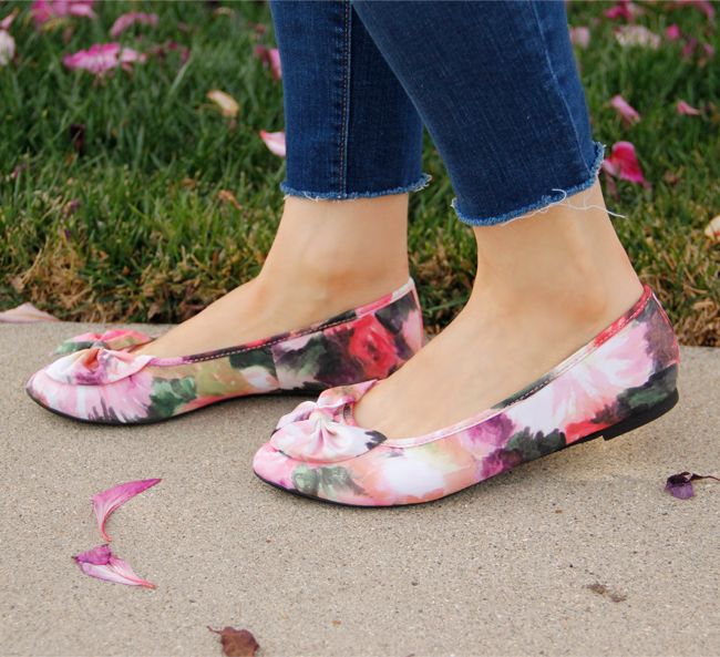 Sam & Libby floral Chelsea bow ballet flats