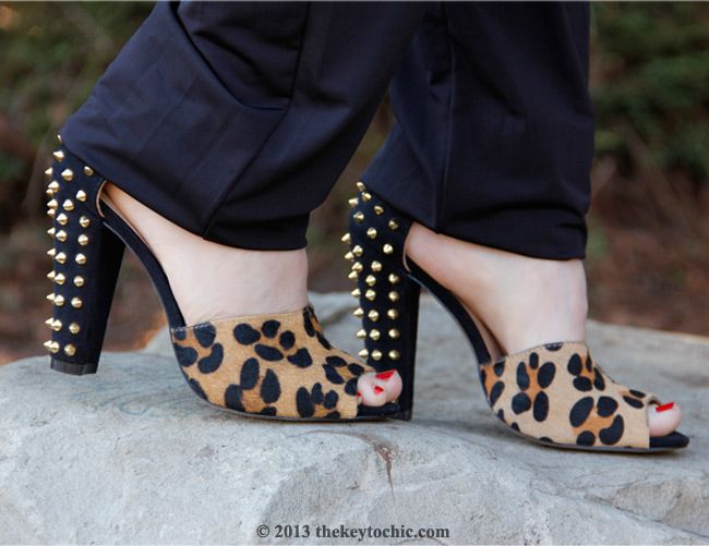 Zara studded leopard print ankle strap heels