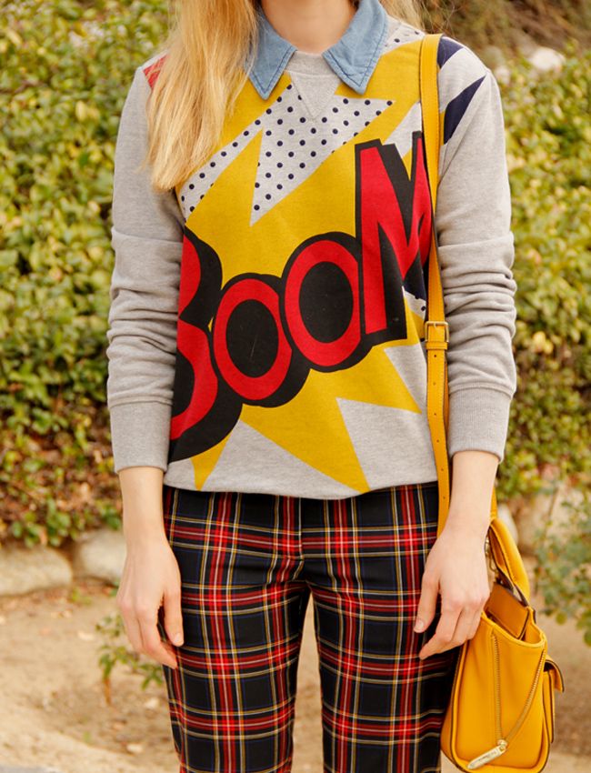 Phillip Lim for Target boom sweatshirt and Joe Fresh plaid pants