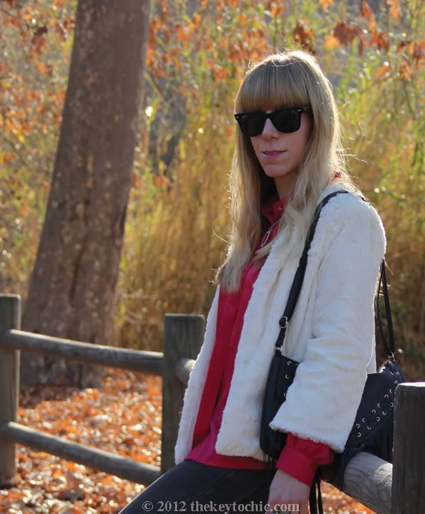 collarless faux fur jacket, Los Angeles fashion blogger, snake print ankle boots