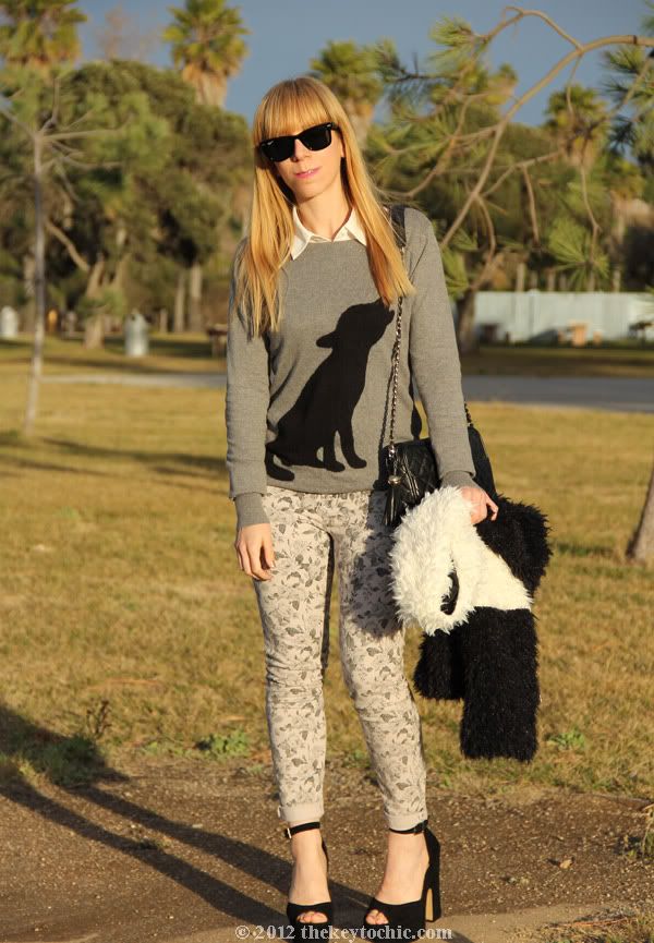dog print sweater, J Brand floral jeans, Steve Madden Grettta, Los Angeles fashion blog, southern California fashion blogger