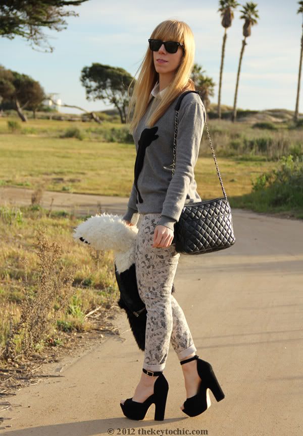 dog print sweater, J Brand floral jeans, Steve Madden Grettta, Los Angeles fashion blog, southern California fashion blogger