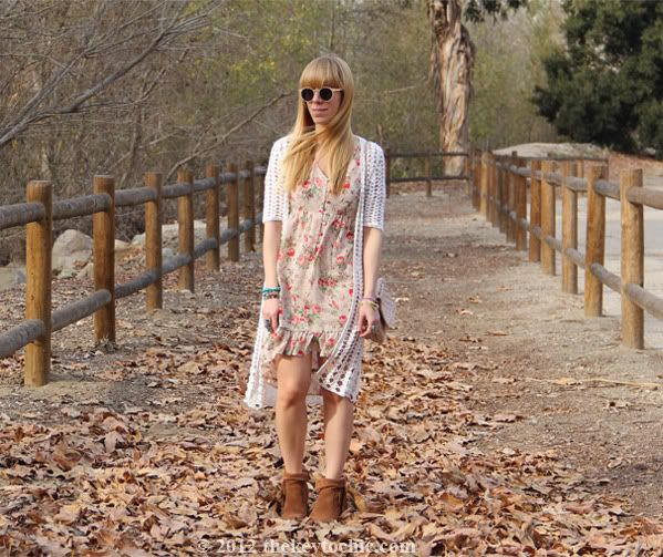 floral high low dress, Forever 21 crochet cardigan, Los Angeles fashion blogger, southern California fashion blog