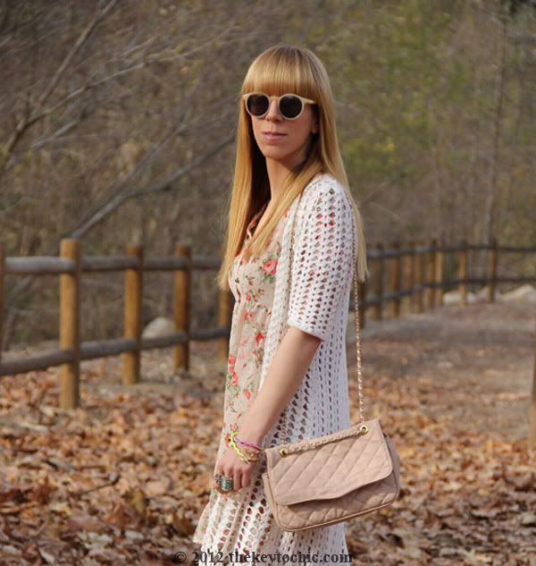 floral high low dress, Forever 21 crochet cardigan, Bakers Showdown fringe boots, Los Angeles fashion blogger, southern California fashion blog