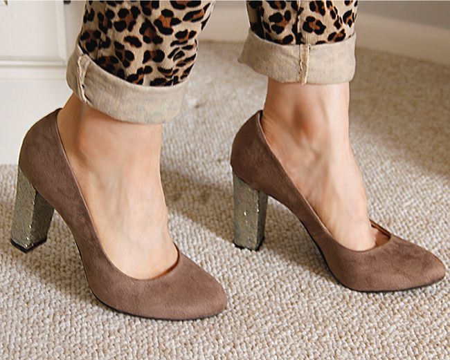 DIY gold glitter Merona Meg chunky heel pumps