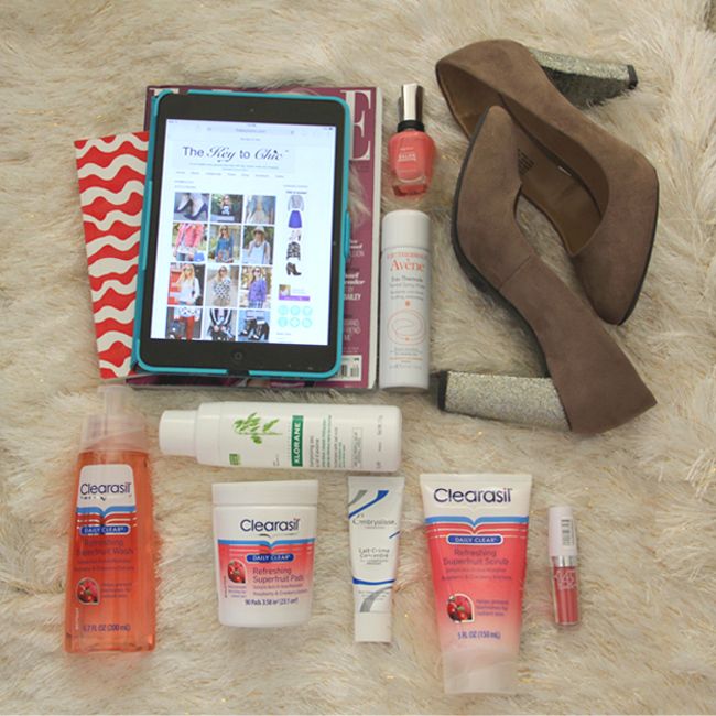 DIY gold glitter heel pumps, French beauty products, Clearasil #wintheday superfruit products