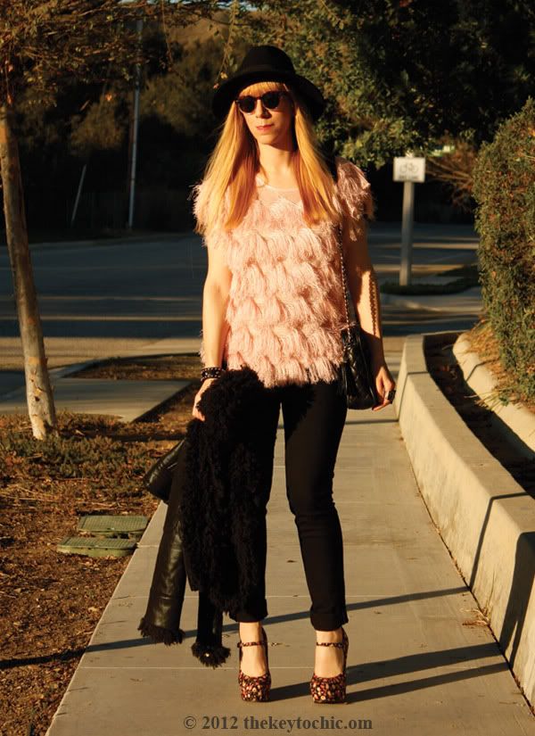 Nasty Gal Jayne fringe top, Cheap Monday skinny jeans, Forever 21 aviator jacket, Forever 21 floral Mary Janes, Los Angeles fashion blog