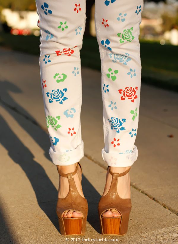 floral denim D.I.Y., flower jeans, Jessica Simpson Dany, Los Angeles fashion blog, southern California style