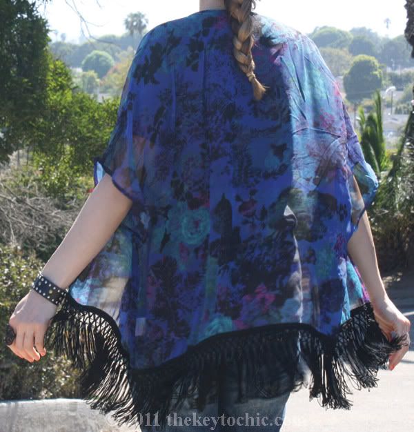 floral fringe kimono, southern California fashion blog